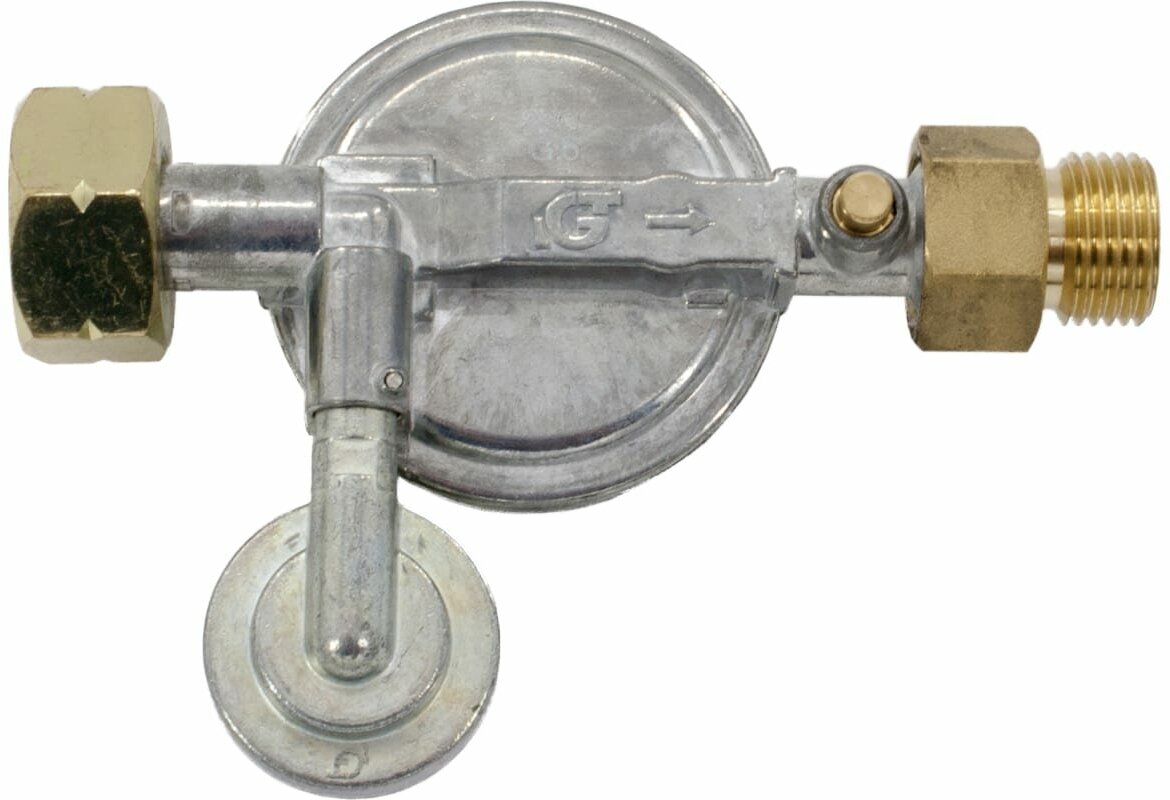 Регулятор давления газа DK-005 (выход резьба 1/2) с пред клапаном кнопкой и манометром DRAGONKIT