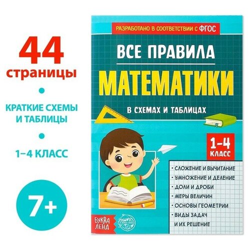 Сборник для 1–4 классов «Все правила математики», 44 стр.