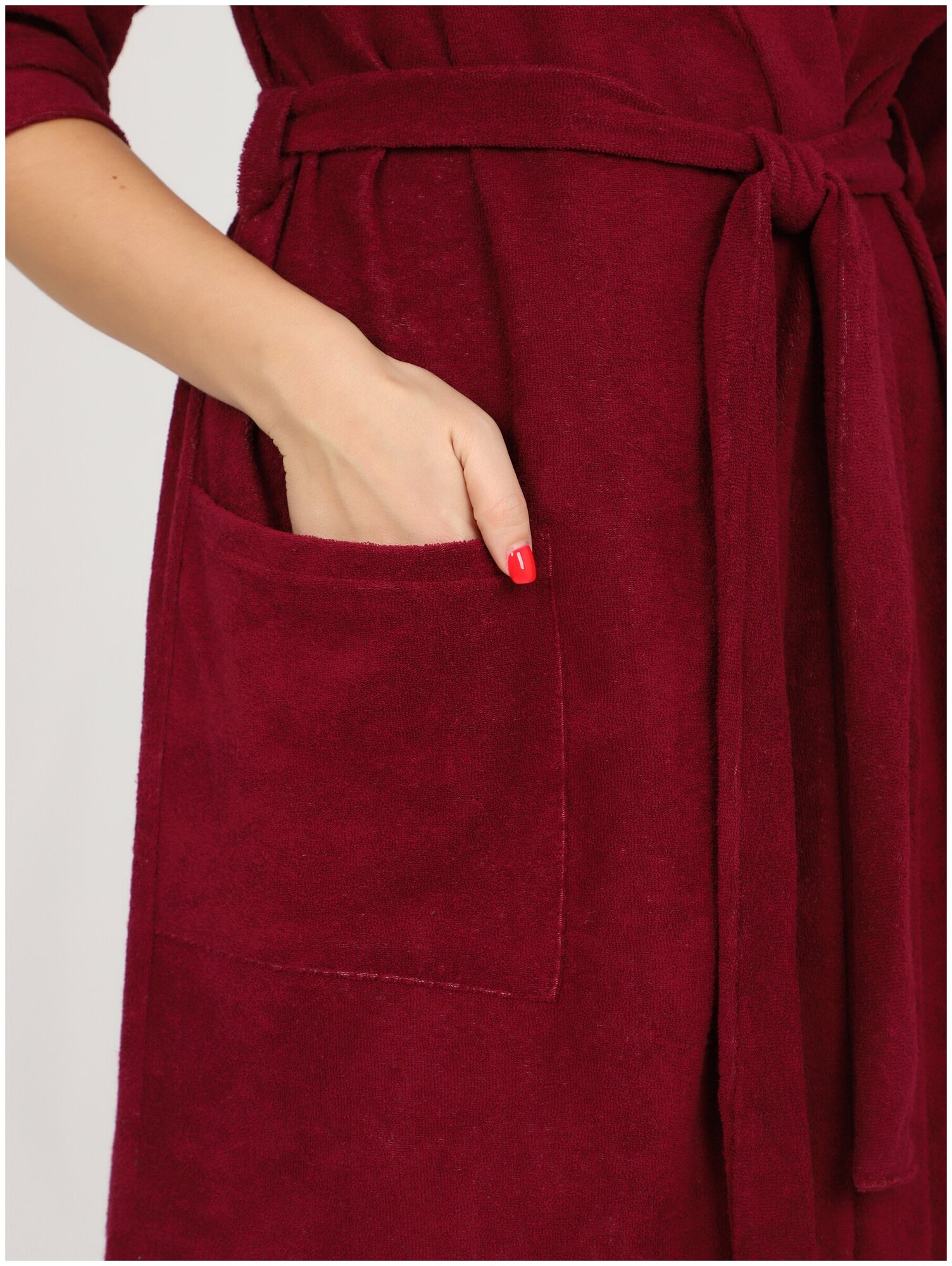 Халат Ш'аrliзе, карманы, размер 54, бордовый - фотография № 6