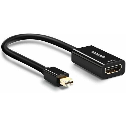 Конвертер UGREEN MD112 (40360) Mini DP to HDMI Female Converter 4K. Цвет: черный конвертер ugreen md112 40361 mini dp to hdmi female converter 4k белый
