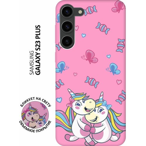 Матовый чехол Unicorns and Candies для Samsung Galaxy S23+ / Самсунг С23 Плюс с 3D эффектом розовый матовый чехол unicorns and candies для samsung galaxy s10 самсунг с10 плюс с 3d эффектом черный