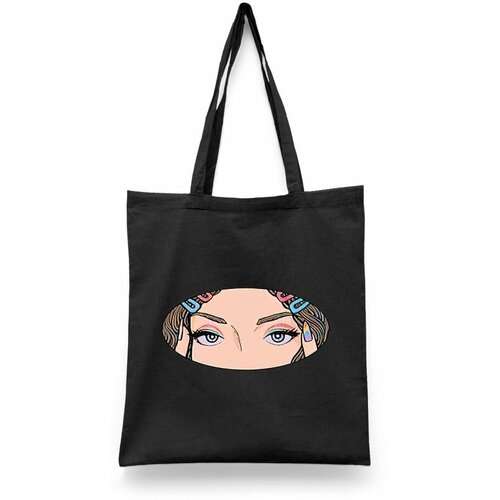 фото Сумка-шоппер унисекс каждому своё "глаза/аниме/портрет/япония" черная