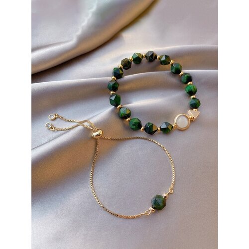 Браслет-цепочка DORIZORI, 2 шт., размер 24 см, размер one size, зеленый