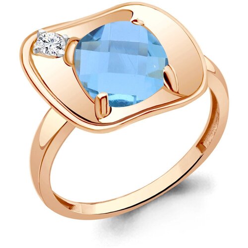 фото Кольцо diamant online, серебро, 925 проба, золочение, турмалин, фианит, размер 18.5