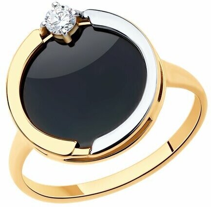 Кольцо Diamant online, красное золото, 585 проба, фианит, агат