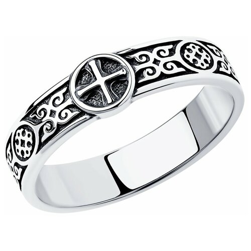 Кольцо Diamant, серебро, 925 проба, чернение, размер 17.5, белый