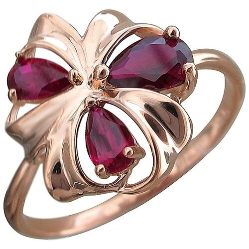 фото Эстет кольцо с 3 корундами из красного золота 01к2112832р-1, размер 17