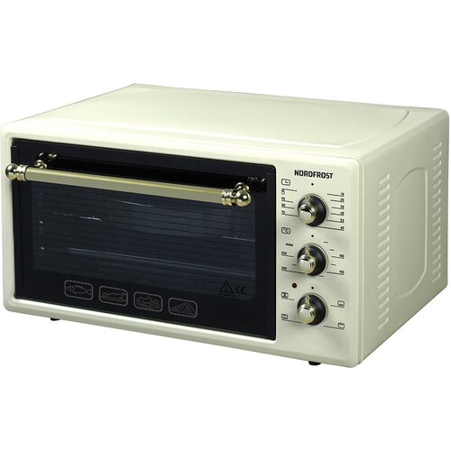 Мини-печь NORDFROST RC 500 YR электрическая настольная духовка 1500 Вт 50л конвекция таймер до 90 минут 3 режима нагрева бежевый ретро 1170000₽
