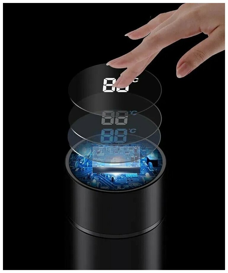 Термос с датчиком температуры, Термобутылка С LCD дисплеем, умный термос с термометром, Ударопрочный корпус, объем 0.5 - фотография № 11