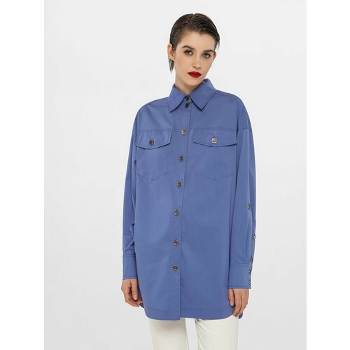 фото Блузка рубашка из эластичного хлопка lo белая (44)