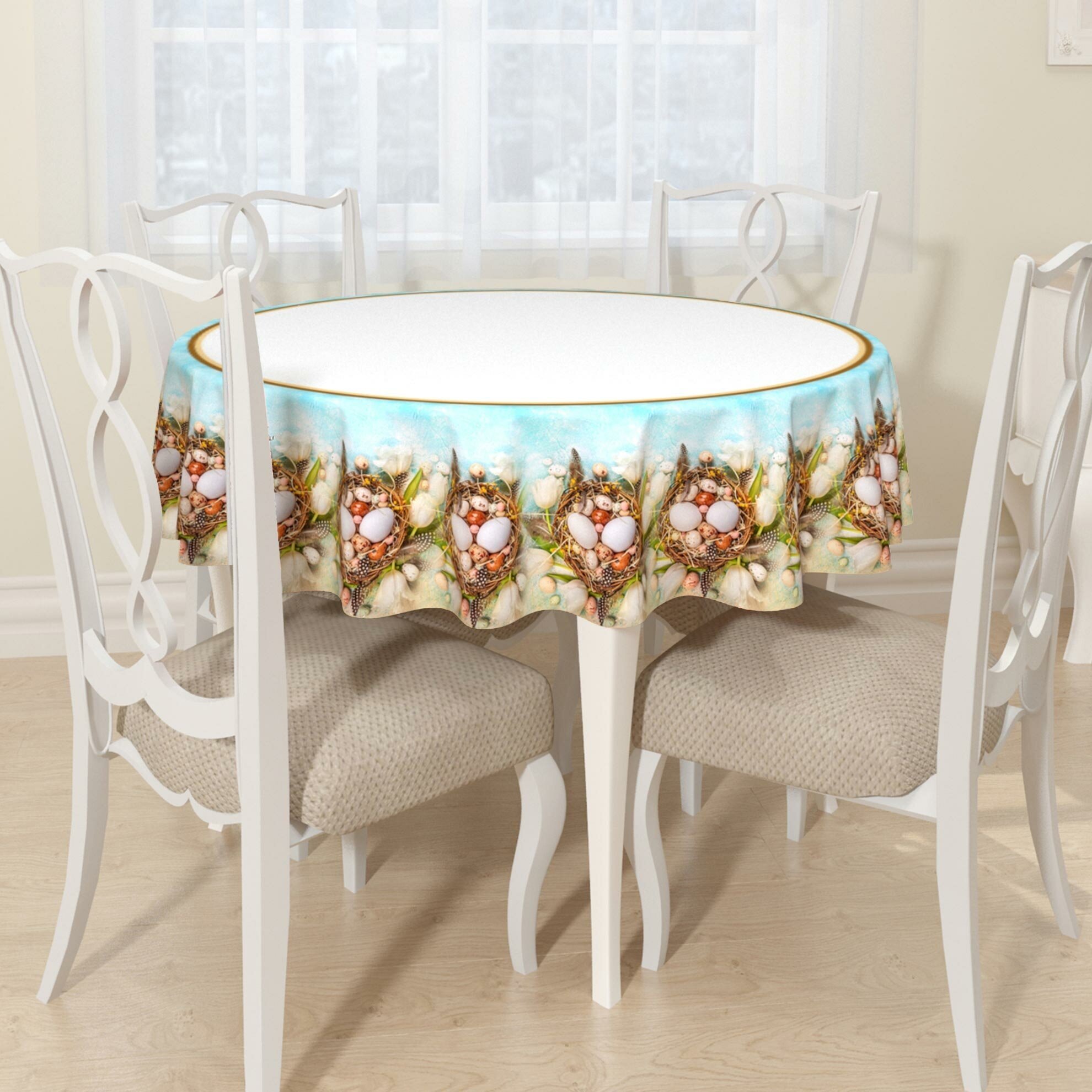 фото Сирень Скатерть Пасхальная Композиция (круглая 145 см)