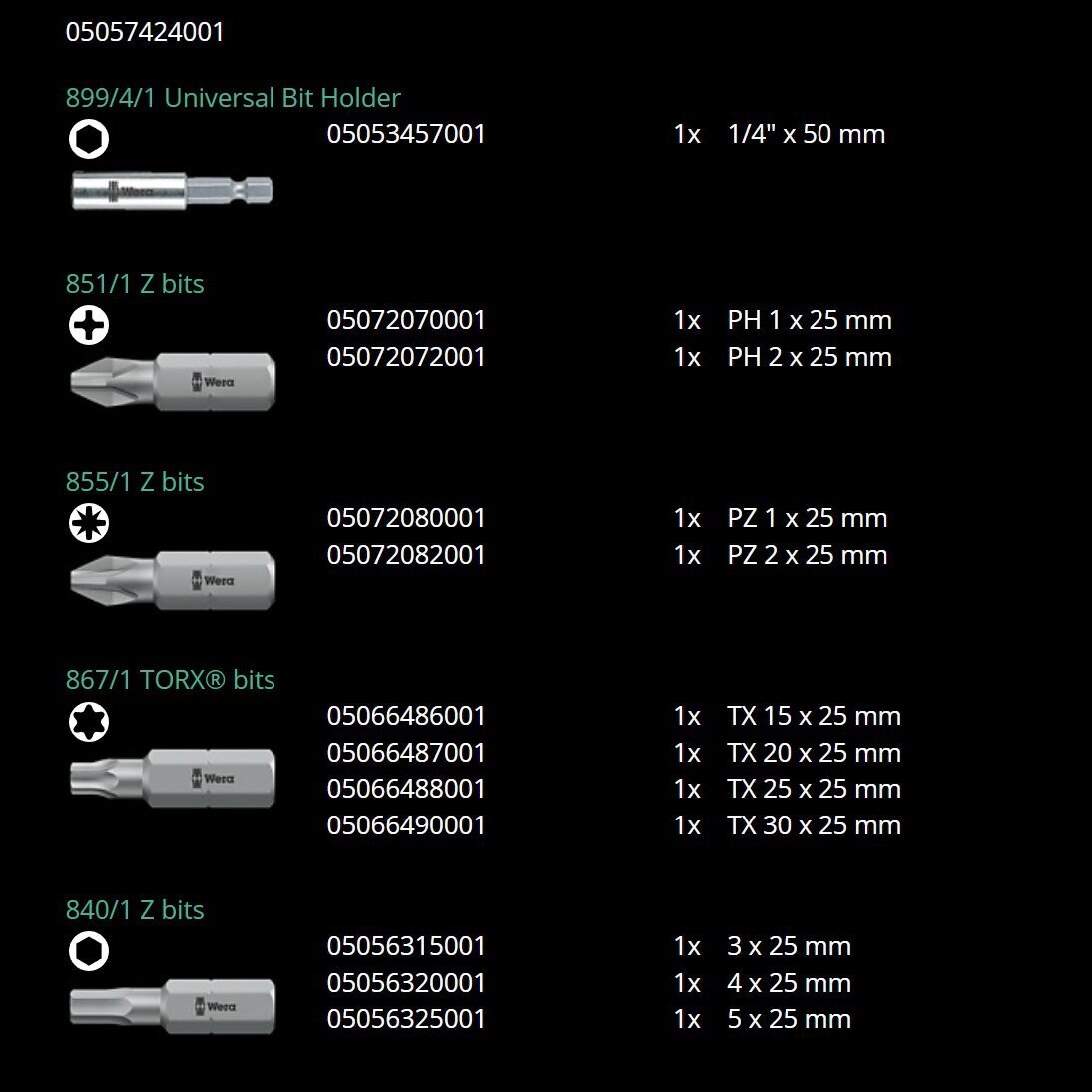 Набор WERA Bit- Check 12 Metal 1 057424 - фотография № 9