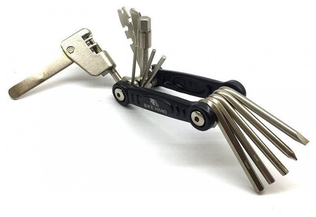 Набор универсальный складной шестигранники YC-287B1 2/2.5/3/4/5/6/8мм +/- отвертки, T25, выжимка цепи спицевые ключи BIKEHAND