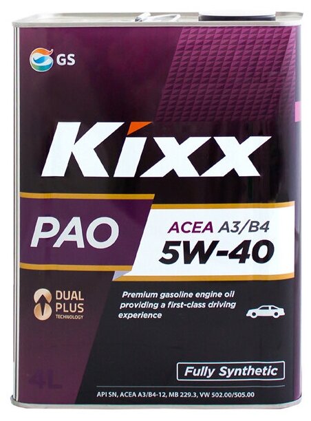 Синтетическое моторное масло Kixx PAO A3/B4 5W-40