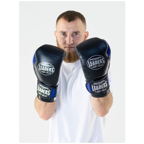 Перчатки боксерские LEADERS LiteSeries (черно-синие) (10 oz)