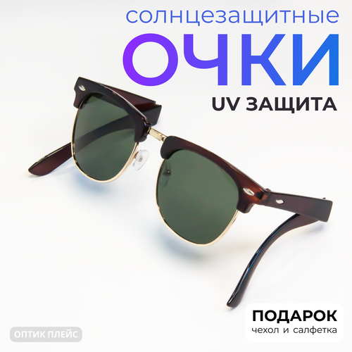 Солнцезащитные очки , коричневый, зеленый солнцезащитные очки 338011 коричневый зеленый