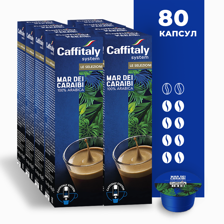 Кофе в капсулах Caffitaly System Ecaffe Mar dei Caraibi, 80 капсул, для Paulig, Luna S32, Maia S33, Tchibo, Cafissimo