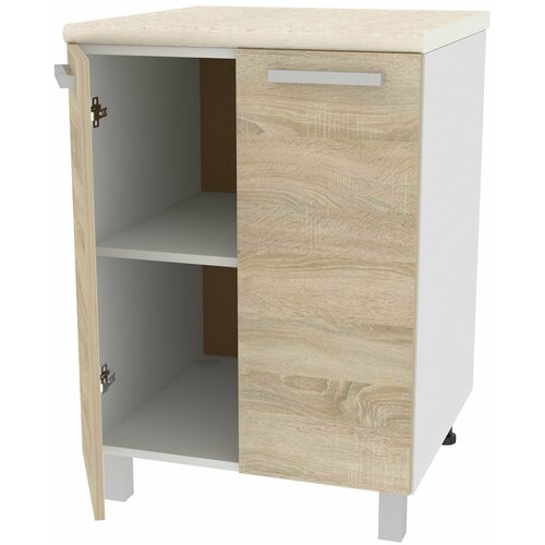 Стол 600 со столешницей семолина бежевая - белый/сонома