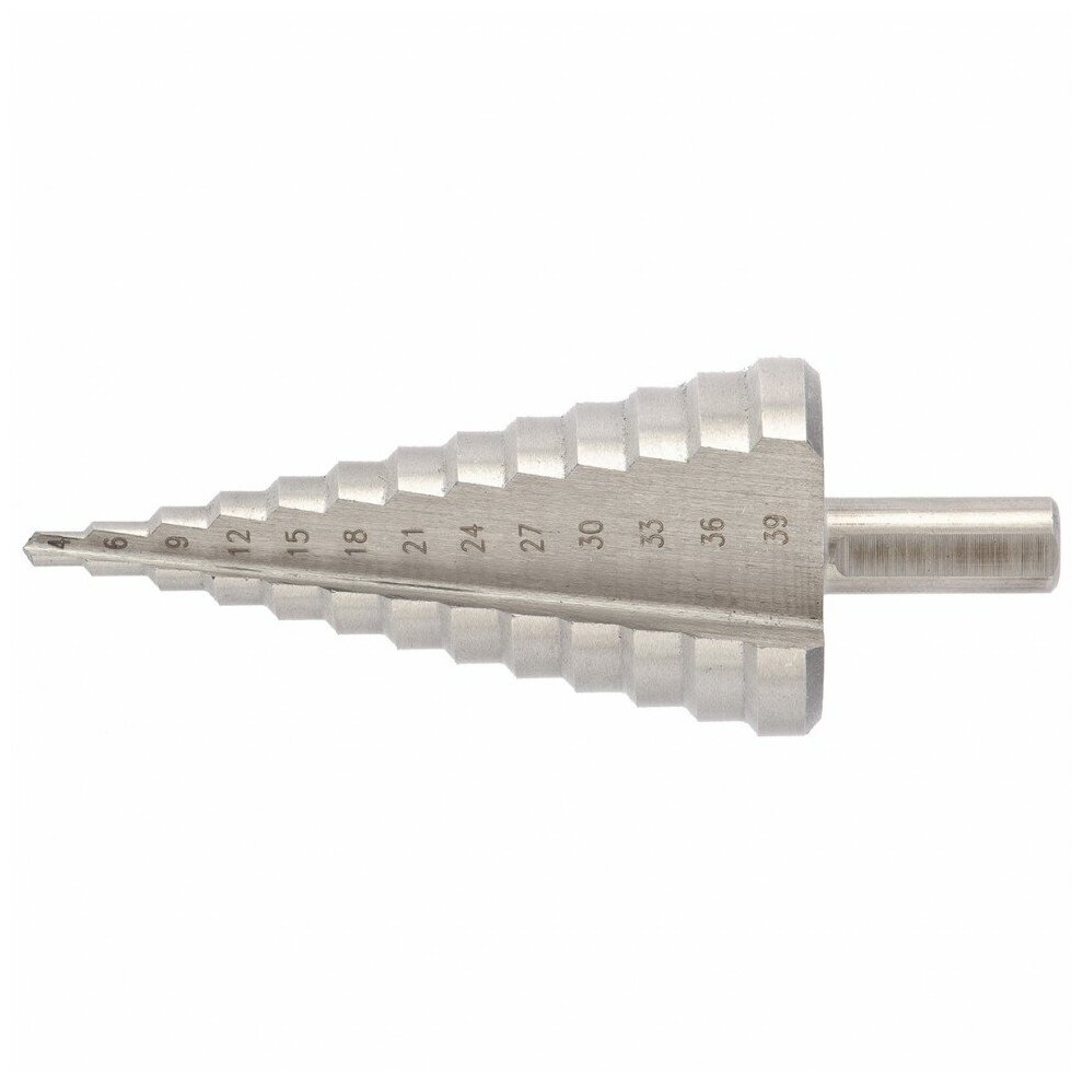 фото Сверло ступенчатое, 4-6-9-12-15-18-21-24-27-30-33-36-39мм, Р6М5, трехгр. хвостовик// Барс