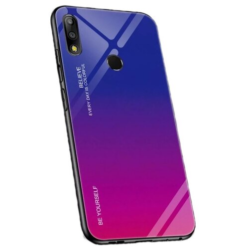 фото Чехол-бампер mypads для huawei honor 8x (jsn-l21) 6.5 стеклянный из закаленного стекла с эффектом градиент зеркальный блестящий переливающийся фиолетовый