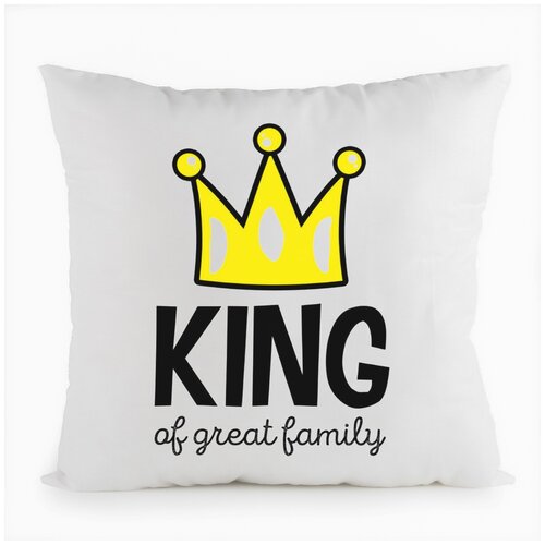 фото Подушка белая coolpodarok прикол. семья. king of great family. король прекрасной семьи. папа,белая