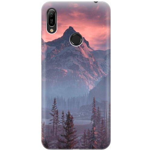 фото Re:pa накладка transparent для huawei y6 (2019) / honor 8a с принтом "лес, горы, зарево"