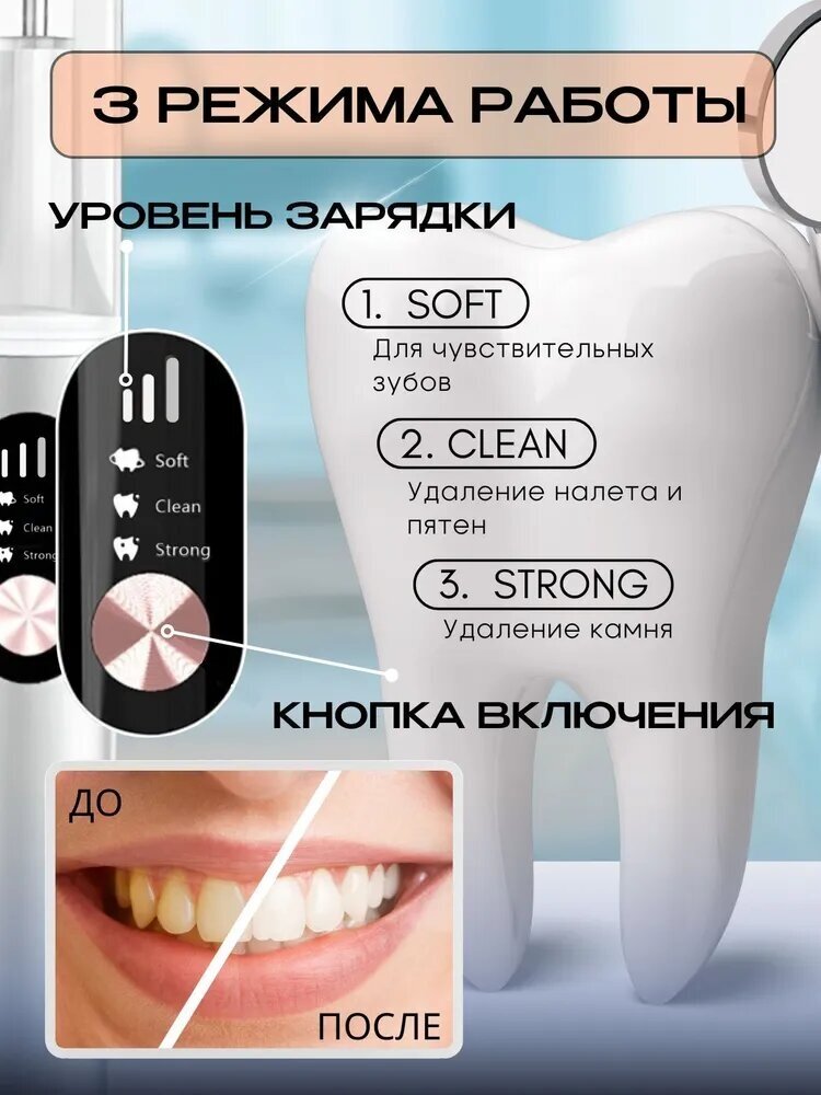 VikiServing/ Скалер ирригатор для удаления зубного камня / Ультразвуковая чистка, электрическая зубная щетка - фотография № 4