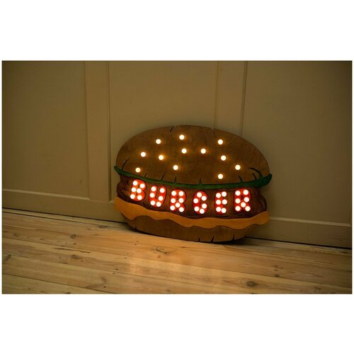 Вывеска светодиодная Бургер, 96х58 см