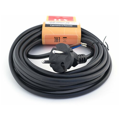 Вилка LUX 5м с вилкой без з/к, 10 А, черный сетевой шнур с вилкой lux v2 2x0 75 7 м 10 а