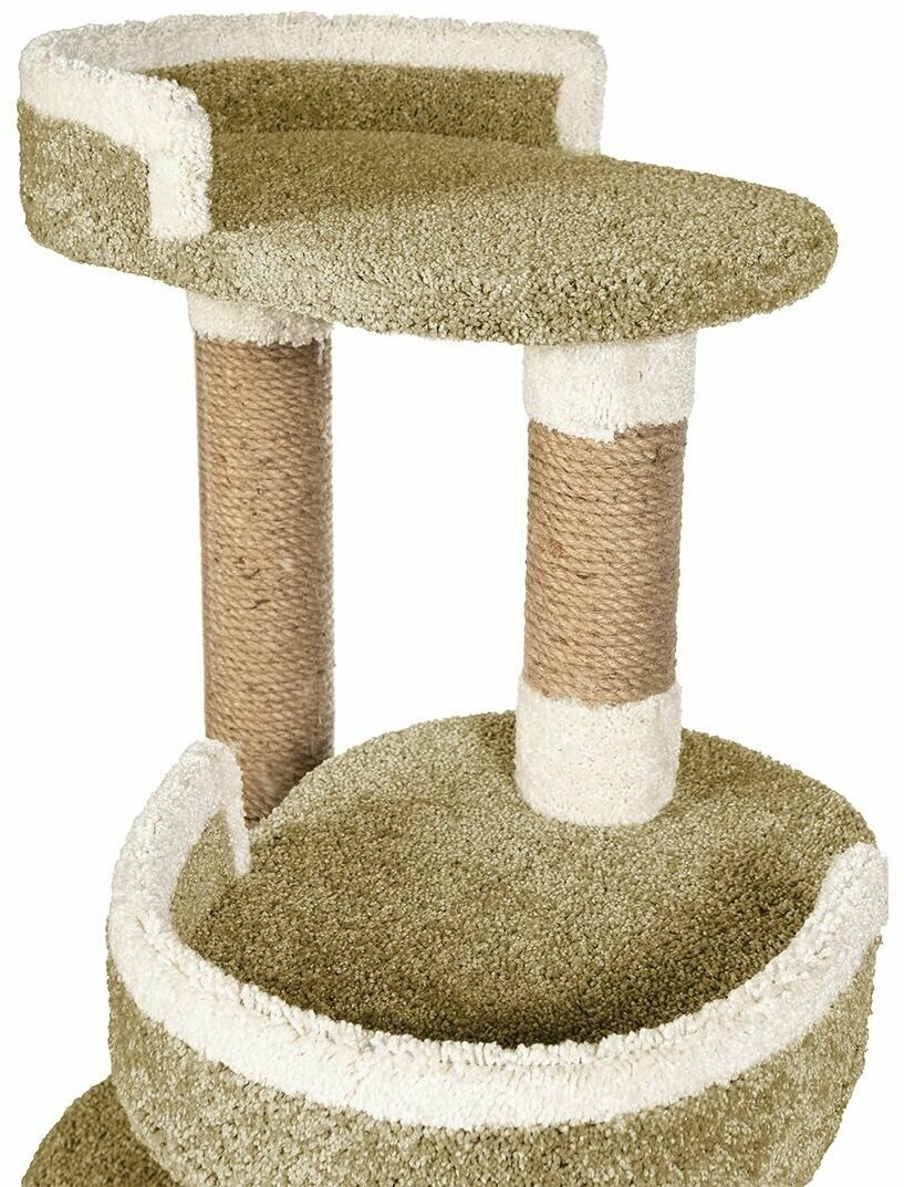 Комплекс для кошек с домиком, когтеточа высокая столбик "Шустрик" оливковый - фотография № 12