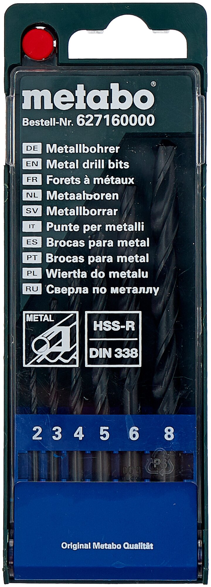 Metabo Набор Hss-r 6 сверел (2-8 мм) пластик. коробка 627160000