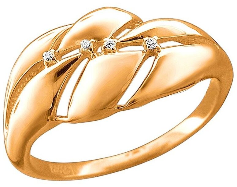 Кольца Эстет Золотое кольцо с фианитами 
