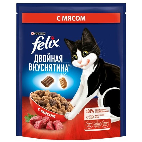 Сухой корм для кошек Felix с мясом, 200 г, 5 шт вкуснятина с лимоном