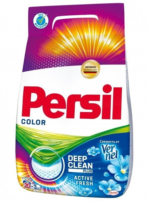 Стиральный порошок Persil Color, Свежесть от Vernel, для цветного белья, 3 кг (2747093)