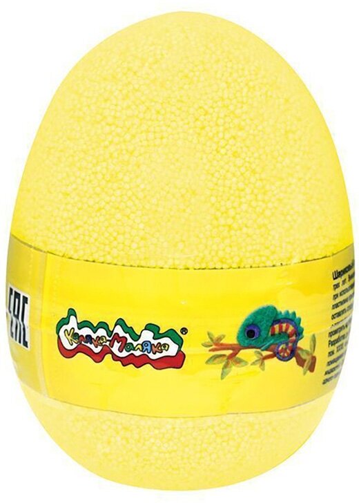 Каляка-Маляка Пластилин шариковый мелкозернистый в яйце 150 мл 27 г 1 цв. желтый пшмкмя-ж