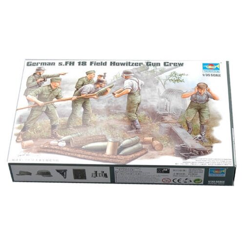 Сборная модель Trumpeter German s.FH 18 Field Howitzer Gun Crew (00425) 1:35