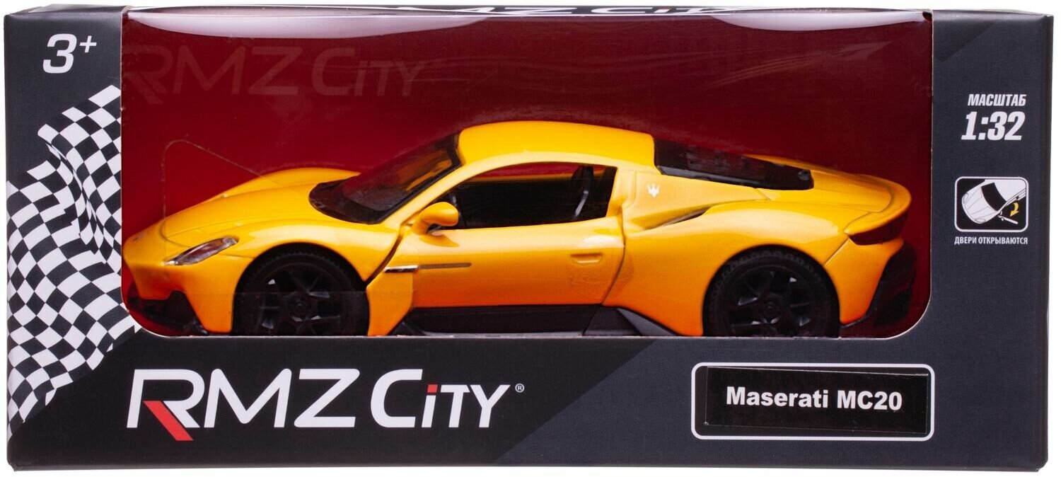 Машина металлическая Uni-Fortune "RMZ City" масштаб 1:64, Maserati MC 2020, без механизмов, цвет желтый (344982S-Y)