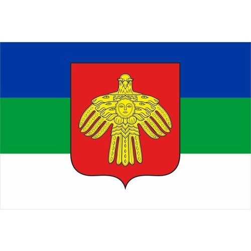 Флаг Республики Коми с гербом. Размер 135x90 см. коми настольный флаг