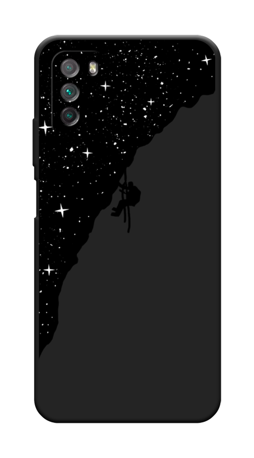 Матовый силиконовый чехол на Xiaomi Poco M3 / Сяоми Поко М3 Скалолаз в космосе, черный