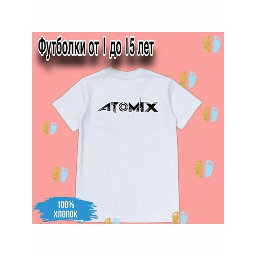 Футболка Zerosell стильная надпись atomix, размер 4 года, белый футболка стильная надпись beast размер 4 года белый