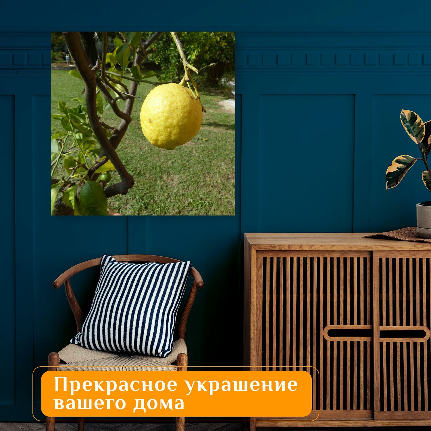 Картина на холсте "Лимон, лимонное дерево, италия" на подрамнике 75х75 см. для интерьера