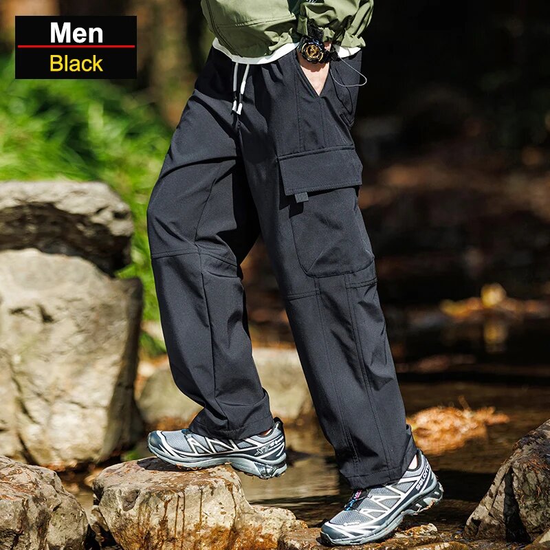 CHRLCK Водонепроницаемые мужские походные штаны, Black, 4XL(90-105kg), Мужской