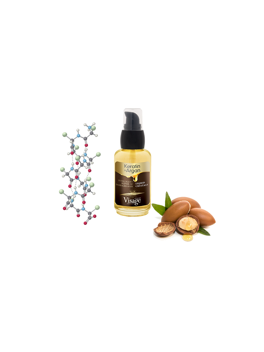 Аргановое масло Visage Keratin & Argan, масляный эликсир, защита и блеск волос, 50мл