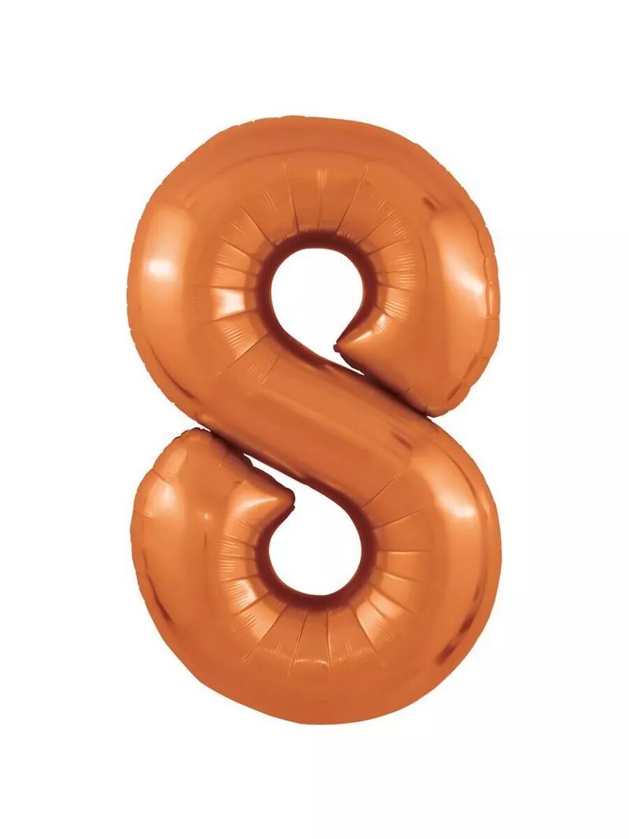Шар фольгированный цифра 8 Папайя Slim (40"/102 см) / AGURA, Россия