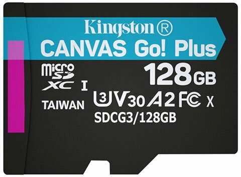 Карта памяти Kingston microSDXC 128 ГБ Class 10, V30, A2, UHS-I U3, R/W 170/90 МБ/с, адаптер на SD, RU, 1 шт, черный — фото 1