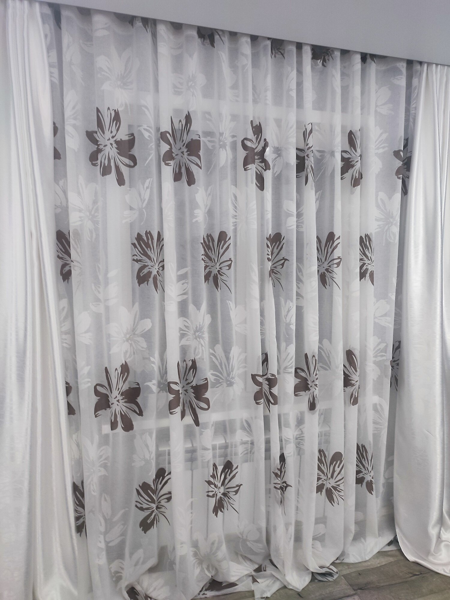 Тюль / кристалон цветы венге 260*300