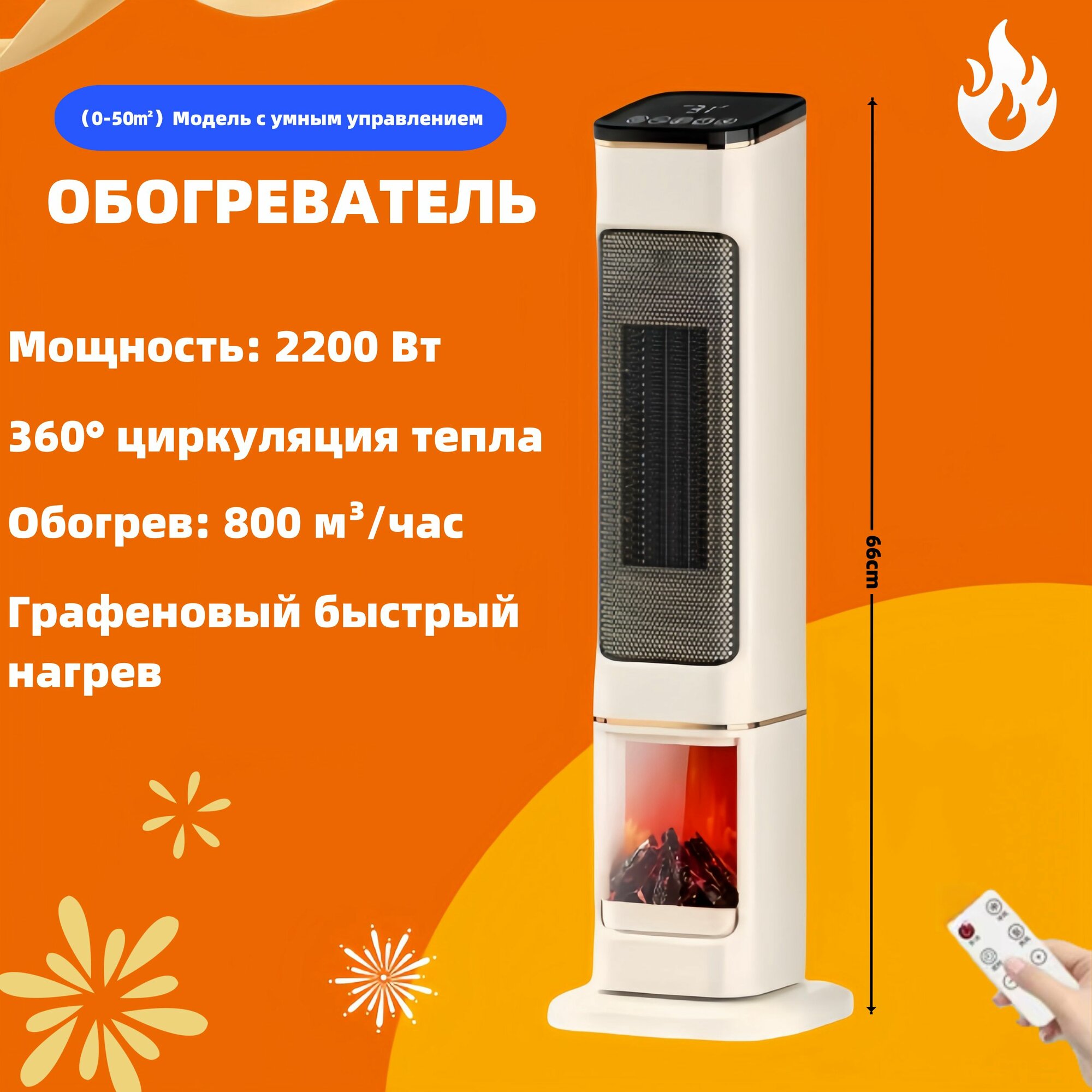 Бытовой обогреватель с графеновым нагревом  подходит для площади 30 кв  метров