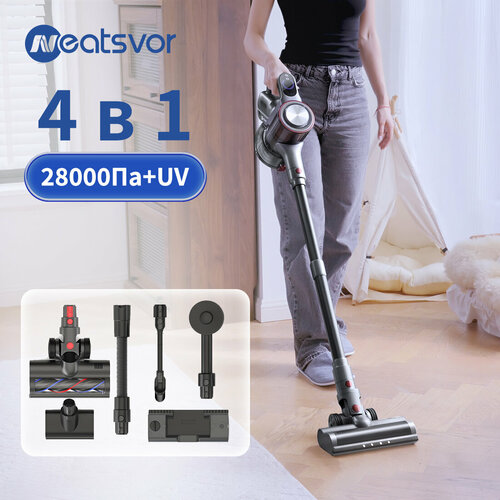 Вертикальный пылесос беспроводной Neatsvor G10RU 28000Па уничтожение клещей и бактерий серый 1509500₽