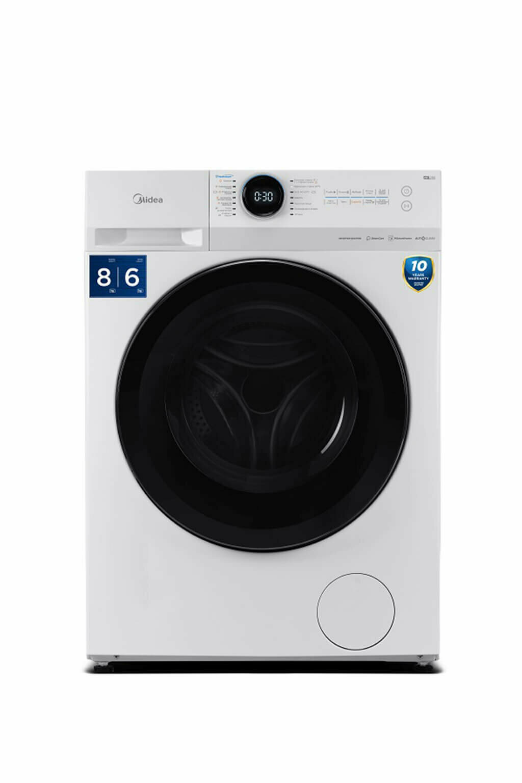 Стиральная машина с функцией сушки Midea MF200D80WBS/W-RU Lunar series, цвет белый