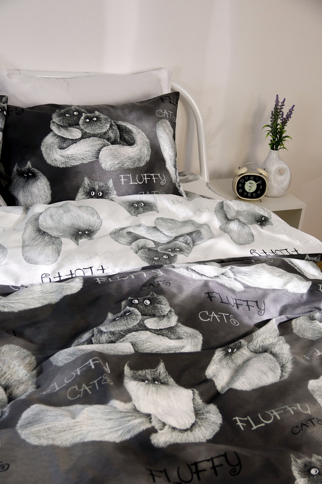 Пододеяльник Кот Коттон "Fluffy/Флиппи" 1,5-сп 145х215 см, на молнии, поплин — фото 1